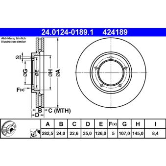 Jeu de 2 disques de frein avant ATE 24.0124-0189.1