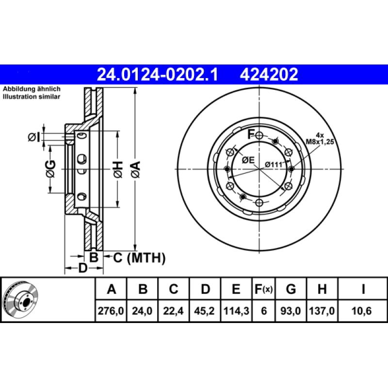 Jeu de 2 disques de frein avant ATE 24.0124-0202.1 - Visuel 1