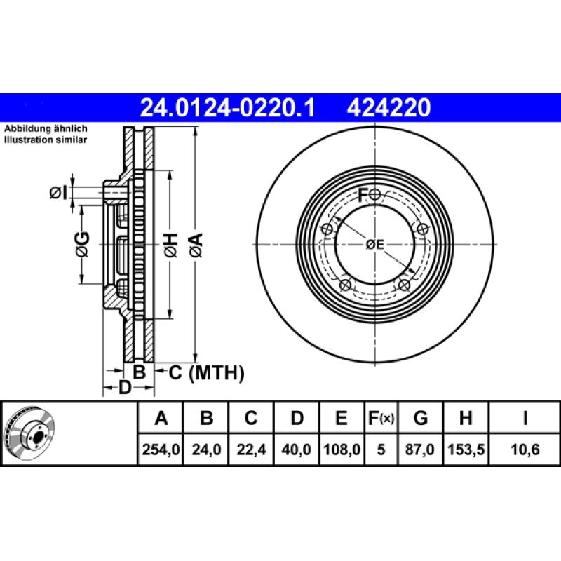 Jeu de 2 disques de frein avant ATE 24.0124-0220.1 - Visuel 1