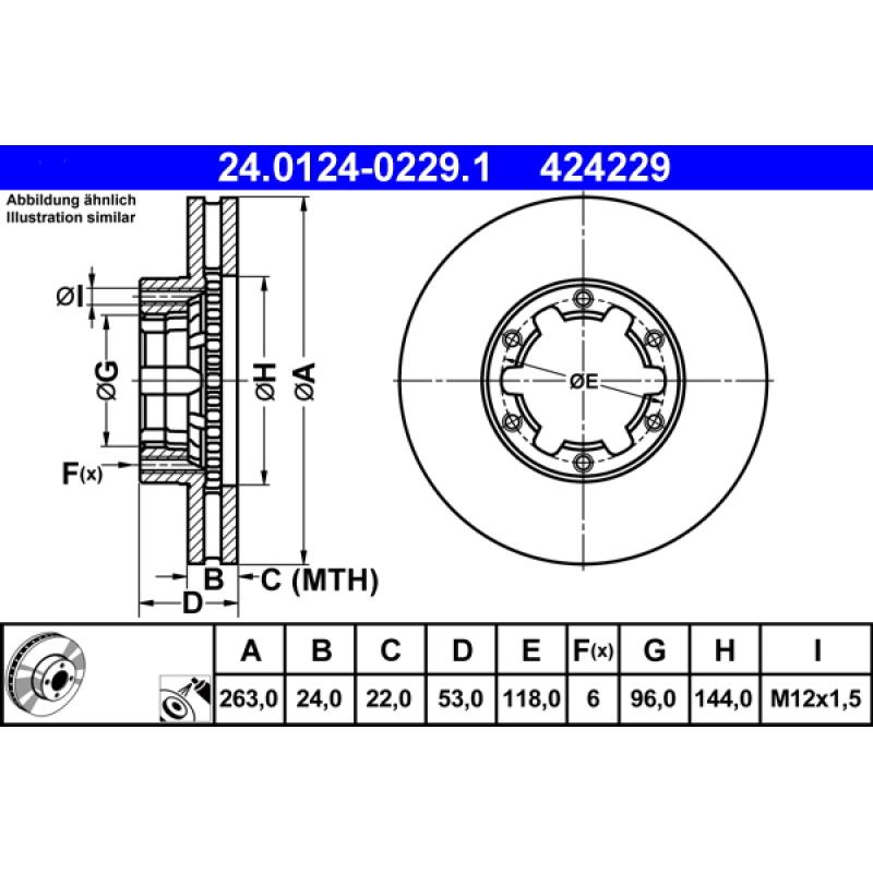 Jeu de 2 disques de frein avant ATE 24.0124-0229.1 - Visuel 1