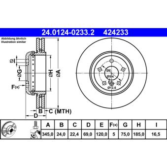 Jeu de 2 disques de frein arrière ATE OEM 34216775289