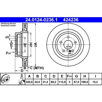 Jeu de 2 disques de frein arrière ATE 24.0124-0236.1