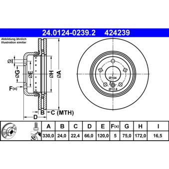 Jeu de 2 disques de frein avant ATE OEM 34116794429