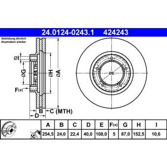 Jeu de 2 disques de frein avant ATE 24.0124-0243.1