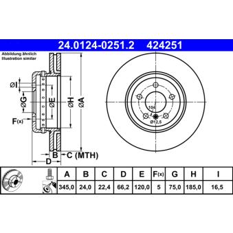 Jeu de 2 disques de frein arrière ATE OEM 34206797607 Jeu de 2 disques de frein arrière ATE OEM 34206797607