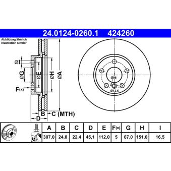 Jeu de 2 disques de frein avant ATE 24.0124-0260.1