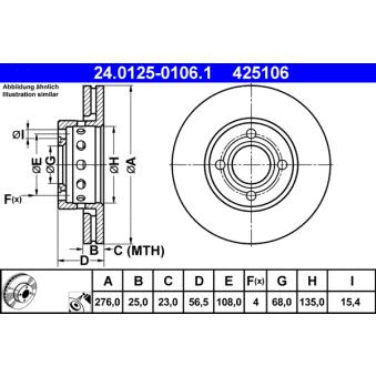 Jeu de 2 disques de frein avant ATE 24.0125-0106.1