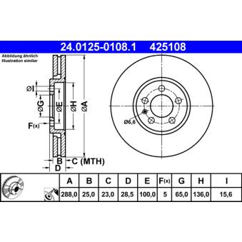 Jeu de 2 disques de frein avant ATE 24.0125-0108.1