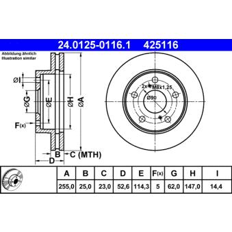 Jeu de 2 disques de frein avant ATE 24.0125-0116.1