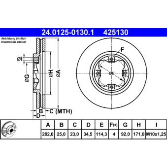 Jeu de 2 disques de frein avant ATE OEM 45251SM5A00