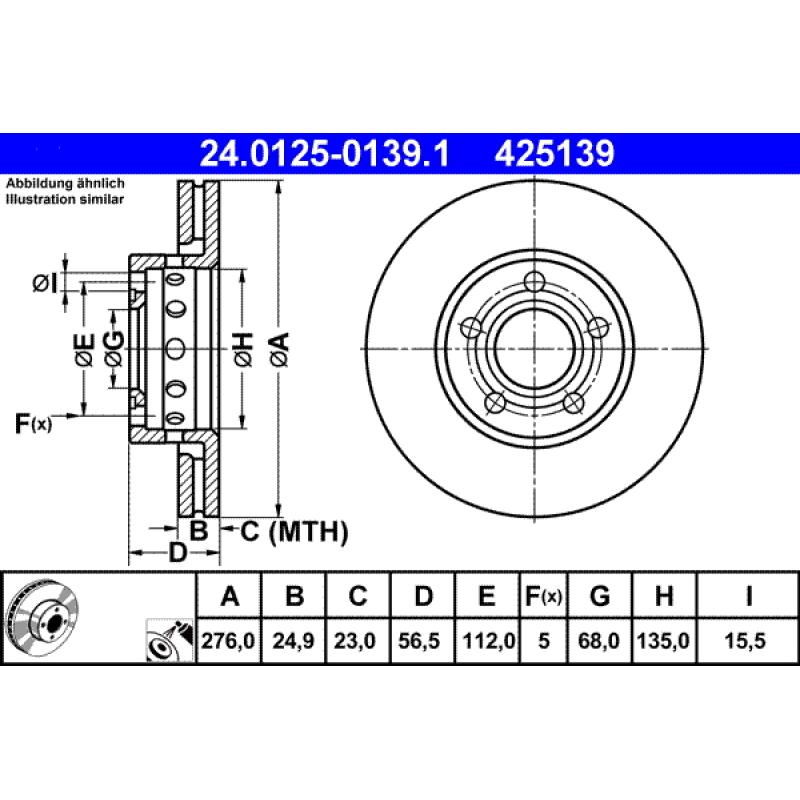 Jeu de 2 disques de frein avant ATE 24.0125-0139.1 - Visuel 1