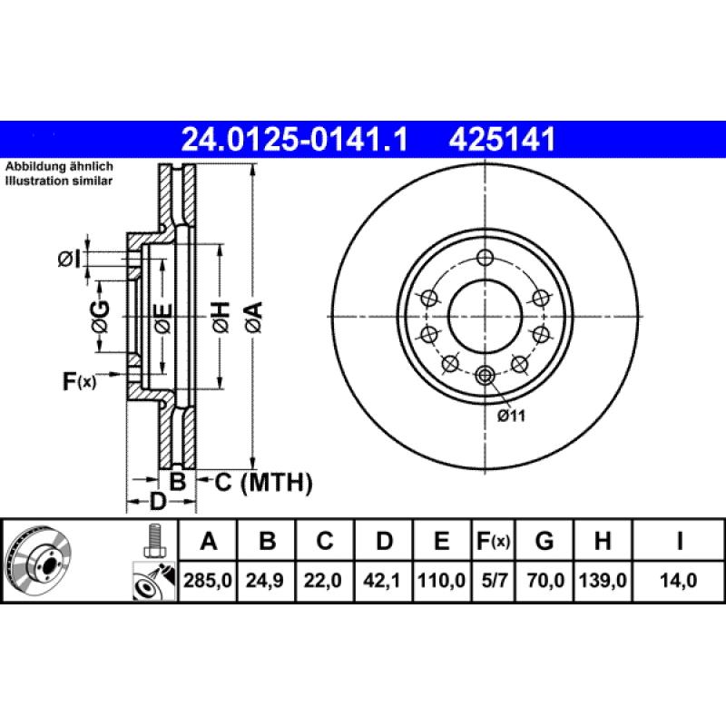 Jeu de 2 disques de frein avant ATE 24.0125-0141.1 - Visuel 1