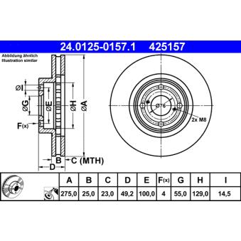 Jeu de 2 disques de frein avant ATE OEM 4351202080