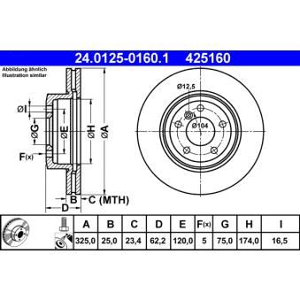 Jeu de 2 disques de frein avant ATE OEM 34113400151