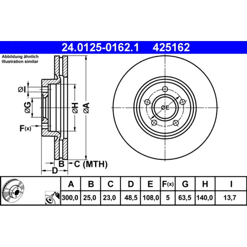 Jeu de 2 disques de frein avant ATE 24.0125-0162.1 - Visuel 1
