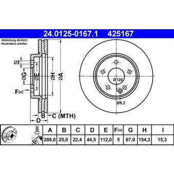 Jeu de 2 disques de frein avant ATE OEM 1694211112