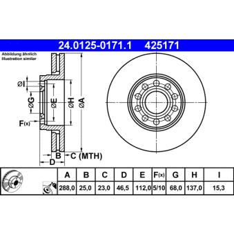 Jeu de 2 disques de frein avant ATE 24.0125-0171.1