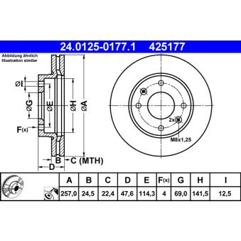 Jeu de 2 disques de frein avant ATE OEM 5171238300