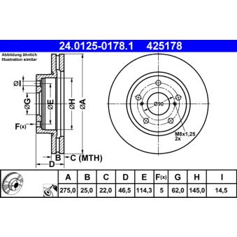 Jeu de 2 disques de frein avant ATE OEM 4351242040