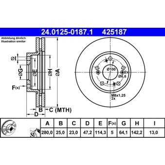 Jeu de 2 disques de frein avant ATE OEM 45251SEAE00