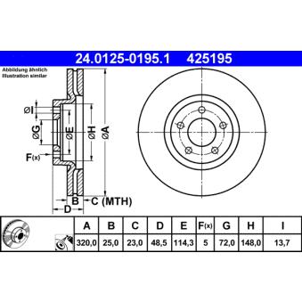 Jeu de 2 disques de frein avant ATE OEM B37F3325XA