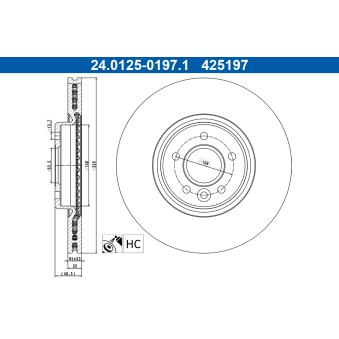 Jeu de 2 disques de frein avant ATE 24.0125-0197.1