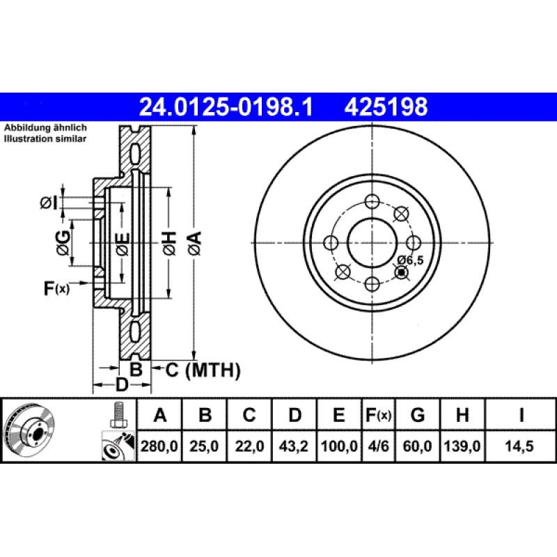 Jeu de 2 disques de frein avant ATE 24.0125-0198.1 - Visuel 1