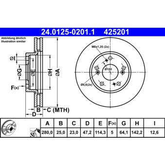 Jeu de 2 disques de frein avant ATE OEM 45251TV0E00