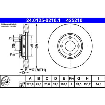Jeu de 2 disques de frein avant ATE 24.0125-0210.1