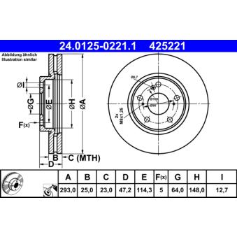 Jeu de 2 disques de frein avant ATE 24.0125-0221.1 pour HONDA HR-V 1.6 i-DTEC - 120cv