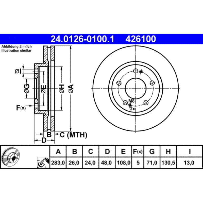 Jeu de 2 disques de frein avant ATE 24.0126-0100.1 - Visuel 1