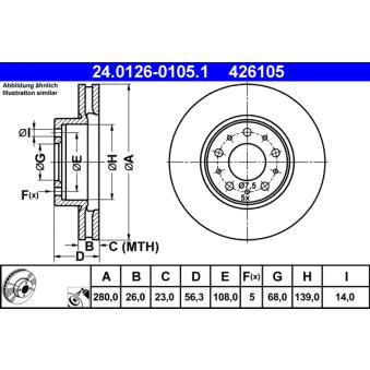 Jeu de 2 disques de frein avant ATE 24.0126-0105.1