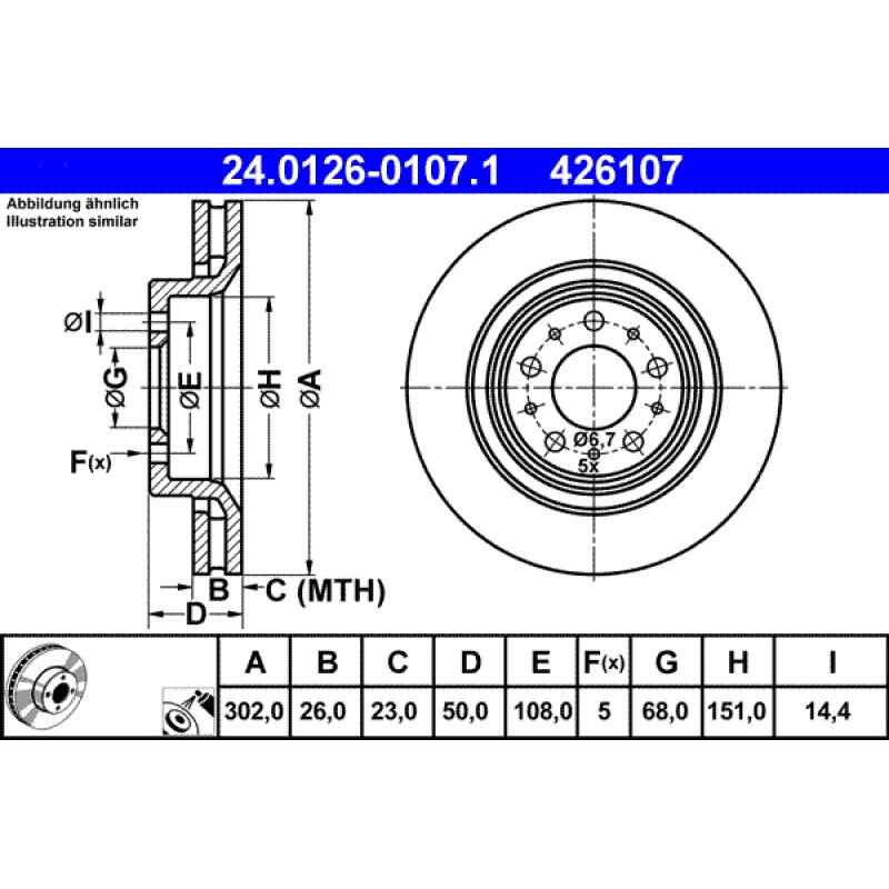 Jeu de 2 disques de frein avant ATE 24.0126-0107.1 - Visuel 1