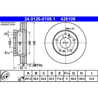 Jeu de 2 disques de frein avant ATE 24.0126-0108.1