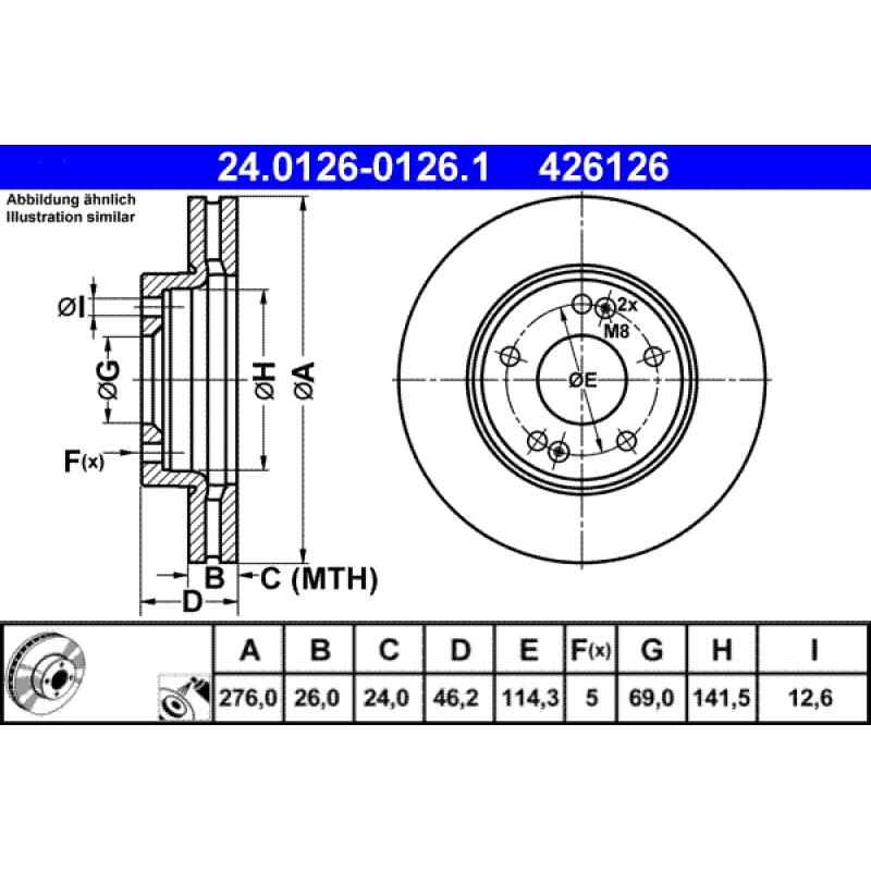 Jeu de 2 disques de frein avant ATE 24.0126-0126.1 - Visuel 1