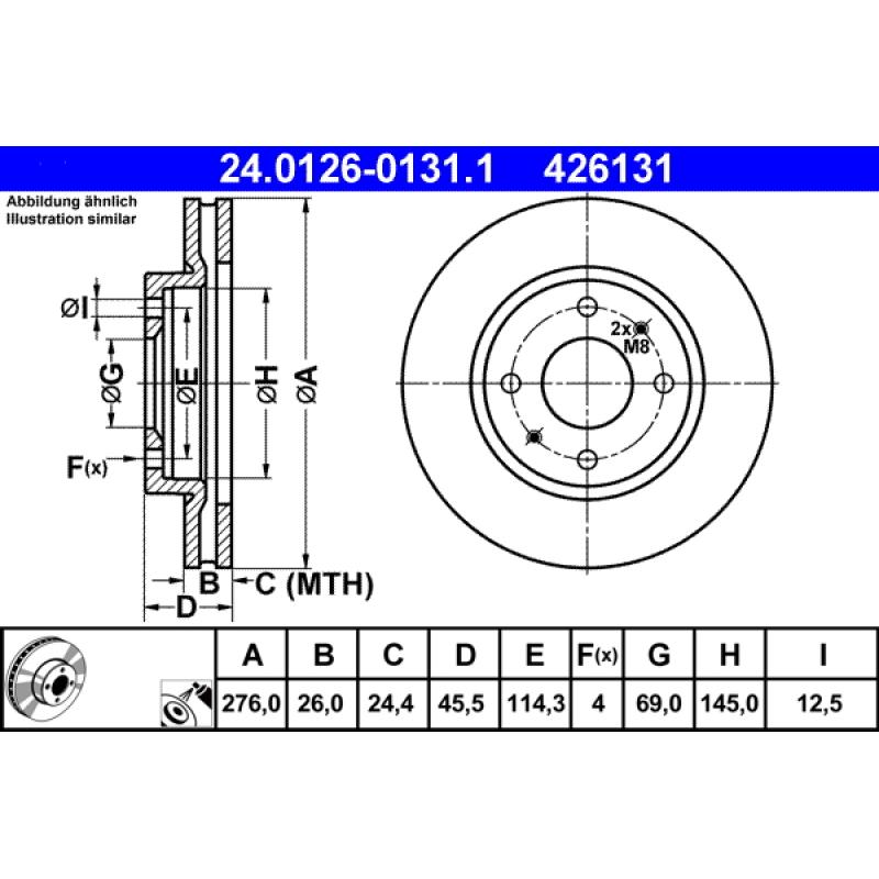 Jeu de 2 disques de frein avant ATE 24.0126-0131.1 - Visuel 1