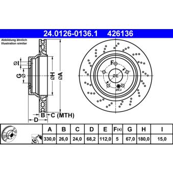 Jeu de 2 disques de frein arrière ATE 24.0126-0136.1