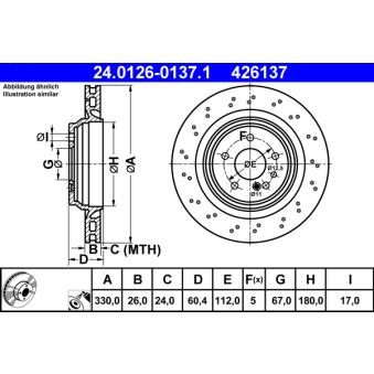 Jeu de 2 disques de frein arrière ATE 24.0126-0137.1