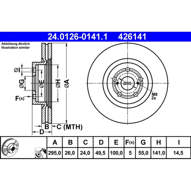 Jeu de 2 disques de frein avant ATE 24.0126-0141.1 - Visuel 1