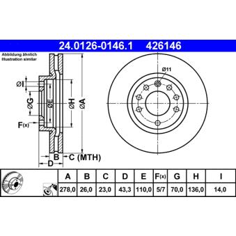 Jeu de 2 disques de frein avant ATE OEM 5569026 Jeu de 2 disques de frein avant ATE OEM 5569026