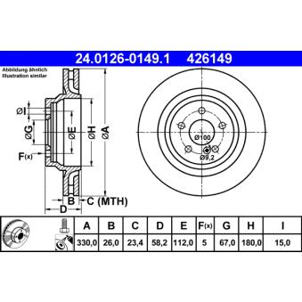 Jeu de 2 disques de frein arrière ATE 24.0126-0149.1