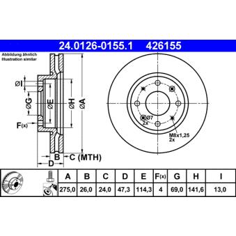 Jeu de 2 disques de frein avant ATE 24.0126-0155.1