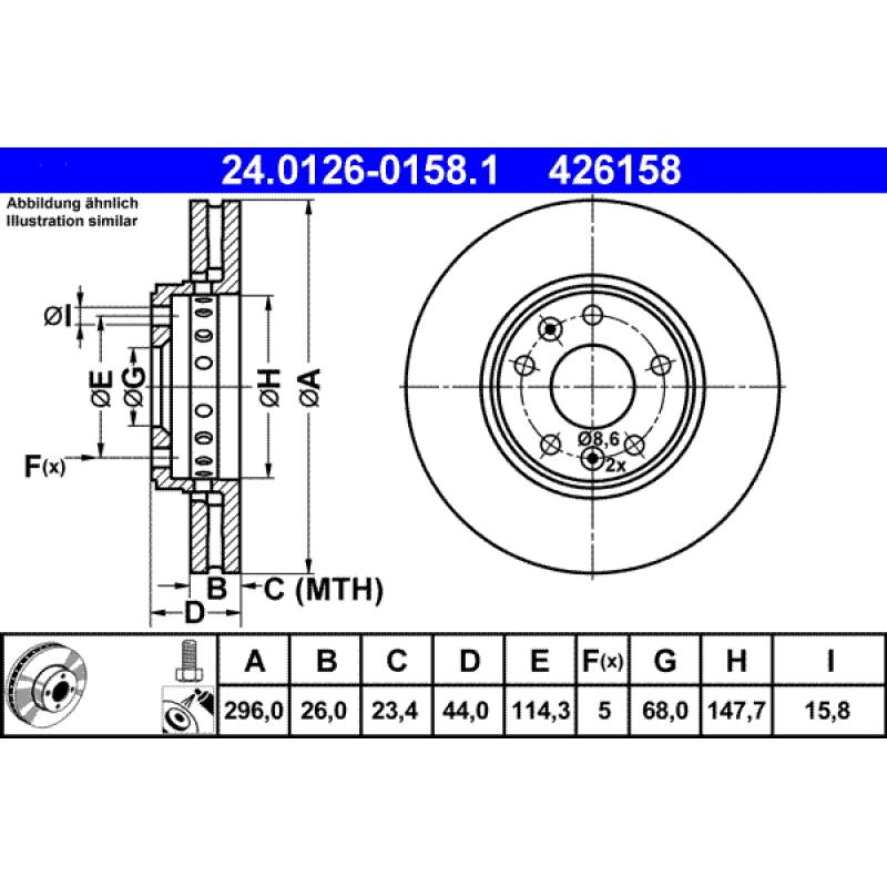 Jeu de 2 disques de frein avant ATE 24.0126-0158.1 - Visuel 1