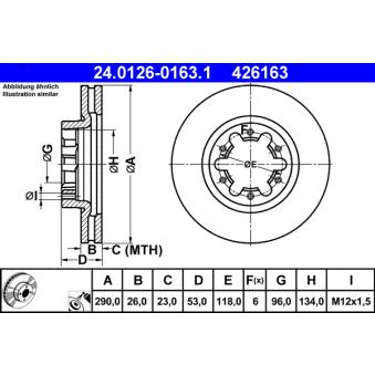 Jeu de 2 disques de frein avant ATE OEM 5001871214