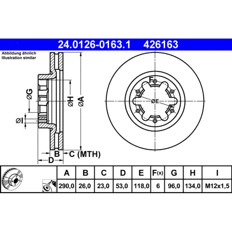 Jeu de 2 disques de frein avant ATE 24.0126-0163.1 - Visuel 1