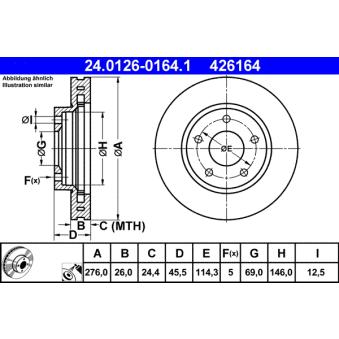 Jeu de 2 disques de frein avant ATE 24.0126-0164.1