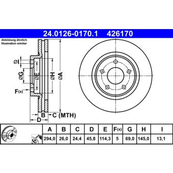 Jeu de 2 disques de frein avant ATE OEM 4615A117