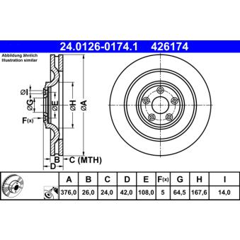 Jeu de 2 disques de frein arrière ATE 24.0126-0174.1