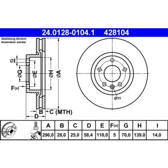 Jeu de 2 disques de frein avant ATE 24.0128-0104.1