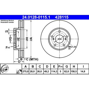 Jeu de 2 disques de frein avant ATE OEM 4351207020